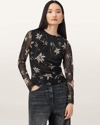 AllSaints - – caia – oberteil aus netzstoff - Lyst