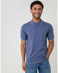 Threadbare - Knitted Quarter Zip Polo With Contrast Tipping - Lyst