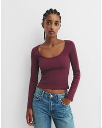 Pull&Bear - Ribbed Long Sleeve T-Shirt - Lyst