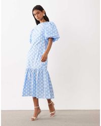 Sister Jane - Seaglass Puff Sleeve Drop Waist Midi Dress - Lyst