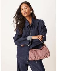 ASOS - Sac porté épaule en imitation daim avec bord supérieur à rabat - mauve - Lyst