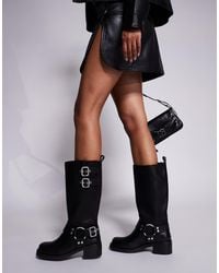 Steve Madden - Botas Biker Por La Rodilla Negras Con Suela Gruesa Y Detalles De Metal Eastern De - Lyst
