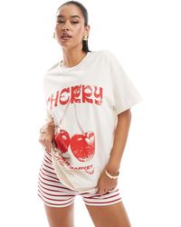 Miss Selfridge - Vintage Cherry Graphic Oversized Back Print Tee - Lyst