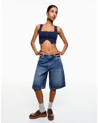 Bershka - baggy Denim Shorts - Lyst
