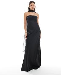 Six Stories - Bridesmaid Chiffon Satin Maxi Dress - Lyst
