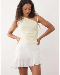 Mango - Teen Linen Mix Asymmetric Hem Mini Skirt - Lyst