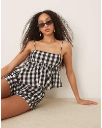 Free People - Top Con Stampa A Quadri - Lyst