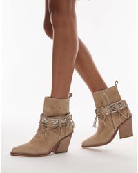 Bronx - New-kole - bottines style western en daim à franges - lait d'avoine - Lyst