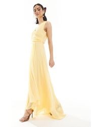 TFNC London - Bridesmaid Chiffon Wrap Front Maxi Dress With Wrap Skirt - Lyst