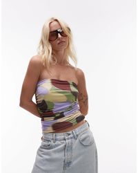 TOPSHOP - – trägerloses mikrofaser-top mit abstraktem print - Lyst