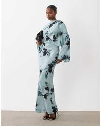 ASOS - Long Sleeve Tucked Waist Bias Maxi Dress - Lyst