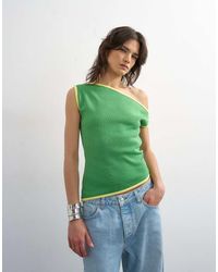 TOPSHOP - Knitted Asymmetric Off Shoulder Top - Lyst