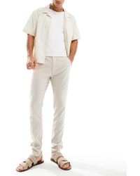 ASOS - Smart Skinny Fit Linen Blend Trousers - Lyst