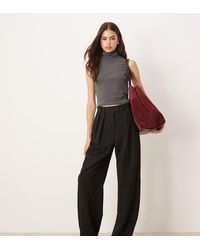 ASOS - Pantalones De Sastre Negros De Pernera Ancha Con Pinzas De Tall - Lyst