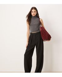 ASOS - Pantalones De Sastre Negros De Pernera Ancha Con Pinzas De Tall - Lyst