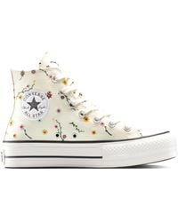 Converse - Chuck taylor all star lift hi - baskets montantes à semelle plateforme avec fleurs brodées - crème - Lyst