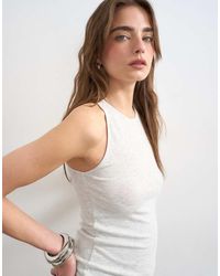 TOPSHOP - Premium Lyocell Blend Soft Rib Racer Tank Top - Lyst