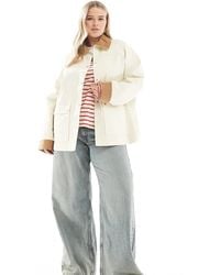 ASOS - Chaqueta Con Acabado Encerado Y Solapas De Pana De Asos Design Curve-Neutro - Lyst