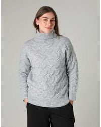 French Connection - Cable Knit Roll Neck Long Sleeve Jumper - Lyst