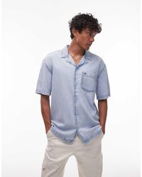 Tommy Hilfiger - Camicia Di Jeans Stile Bowling Lavaggio Chiaro - Lyst