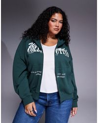 ASOS - Weekend Collective Curve Zip Through Hoodie With Mixed Font Graphic - Lyst
