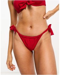 & Other Stories - Slip bikini rossi con allacciatura regolabile con fiocco - Lyst