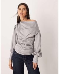Ghospell - Balloon Sleeve Cowl Neck Top - Lyst