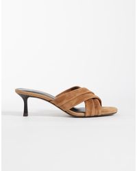 Mango - Sandalen Van 100% Suède Met Hak - Lyst