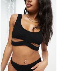 ASOS - Mix And Match Crinkle Cut Out Crop Bikini Top - Lyst