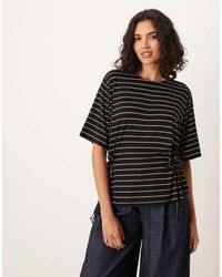 ASOS - Gestreept T-Shirt Met Korte Mouwen En Gestrikt Bandje Aan De Zijkant - Lyst