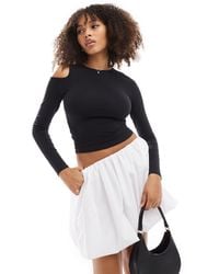 ASOS - Mesh Mix Top With Cut Out Shoulder - Lyst