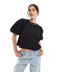 ASOS - Top Van Kreukelstof Met Pofmouwen - Lyst