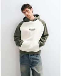 ASOS - Relaxed Hoodie With Contrast Raglan Sleeves And Puff Print - Lyst