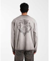 ASOS - Oversized T-Shirt Van Zware Stof Met Lange Mouwen En Grafische Print Op De Achterkant - Lyst