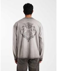 ASOS - Oversized T-Shirt Van Zware Stof Met Lange Mouwen En Grafische Print Op De Achterkant - Lyst