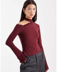 ASOS - Slinky Scarf Neck Off Shoulder Top With Flare Sleeves - Lyst