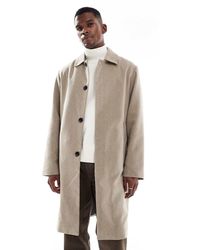 Jack & Jones - Abrigo Largo Gris De Tejido Efecto Lana De - Lyst