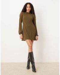 ASOS - High Neck Balloon Sleeve Mini Dress - Lyst