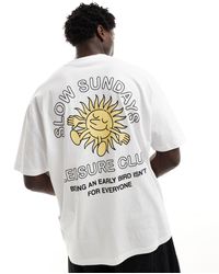 ASOS - T-shirt oversize bianca con stampa "sunshine" sul retro - Lyst