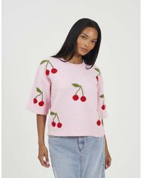 Brave Soul - Short Sleeve Cherry Jacquard Knit Jumper - Lyst