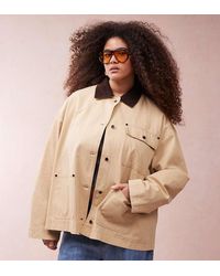 ASOS - Chaqueta De Corte Depurado Y Estilo Campestre Con Solapas De Pana De Asos Design Curve-Sin Color - Lyst