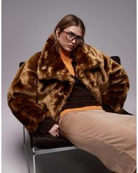 ASOS - Oversized Jack Van Imitatiebont Met Opstaande Boord - Lyst