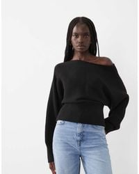 ASOS - Structured Ribbed Nipped Waist Slash Neck Jumper - Lyst