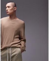 TOPMAN - Relaxed Long Sleeve Knit Sweater - Lyst