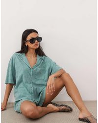 ASOS - Jersey Broderie Collared Button Down Shirt - Lyst