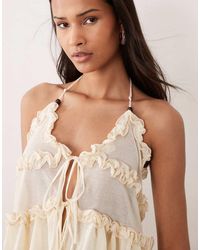 Miss Selfridge - Sheer Knit Ruffle Cami Top - Lyst