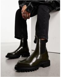 AllSaints - Harlee High Shine Leather Chunky Boots - Lyst