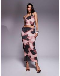 ASOS - Gonna Midi Aderente Con Stampa Astratta - Lyst