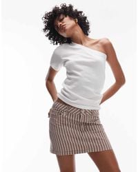 TOPSHOP - Minifalda Vaquera Muy Corta A Y Amarillo Pastel De - Lyst