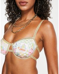 ASOS - Top bikini con ferretto e coppe arricciate con stampa stile cartolina - Lyst